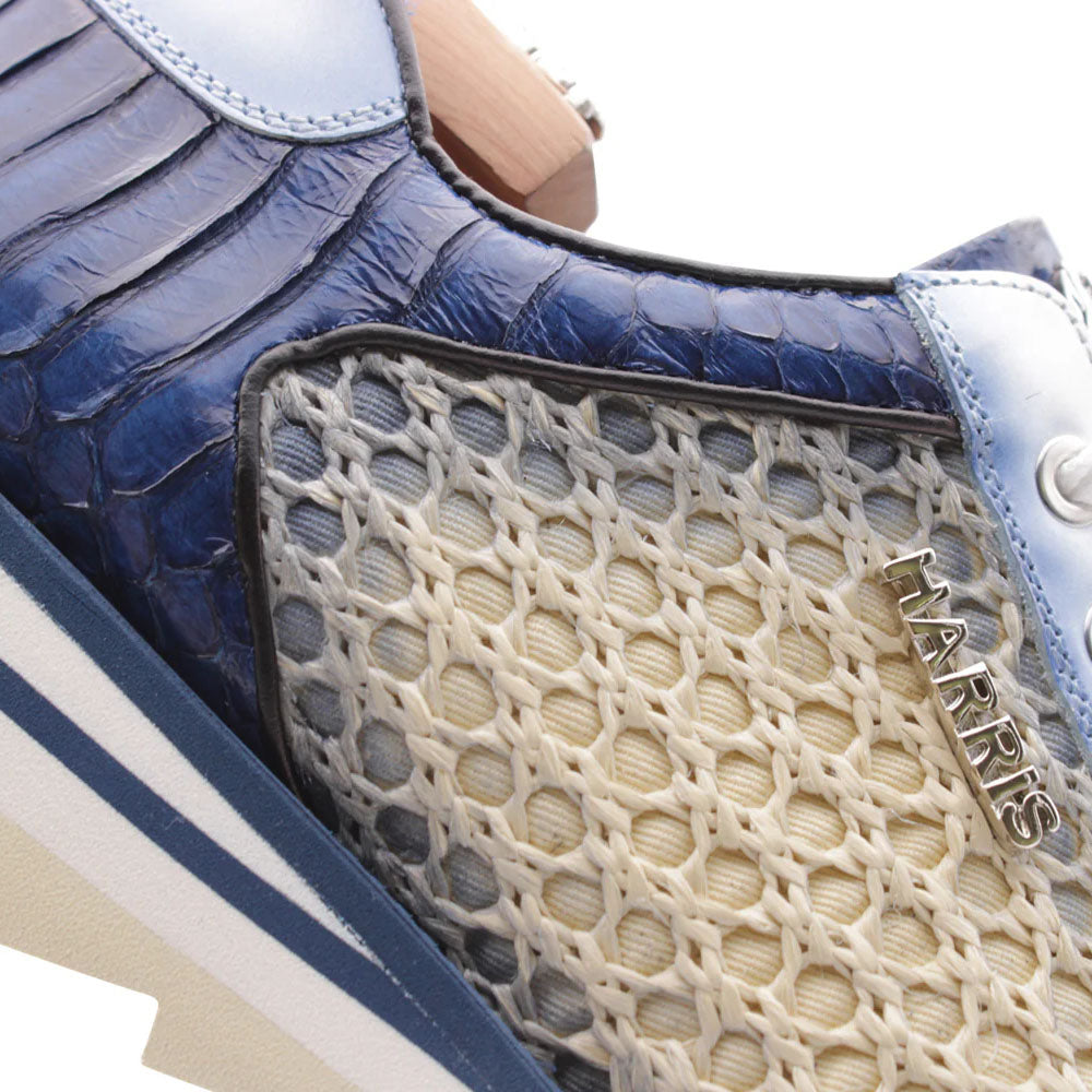 Harris Firenze 1913 Python & Raffia Sneakers Blue
