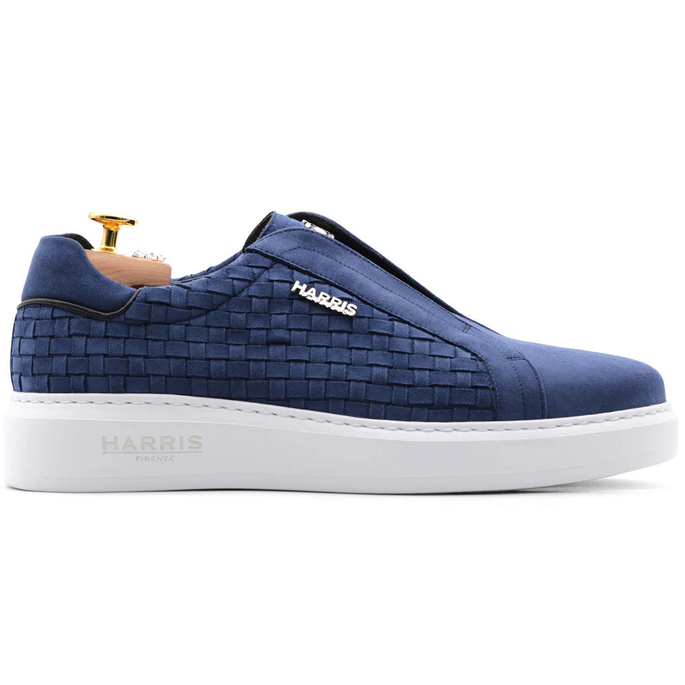 Harris Firenze 1913 Woven Suede Slip-On Sneakers Blue