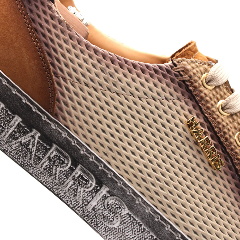 Harris Firenze 1913 Vintage Leather & Canvas Sneakers Gold
