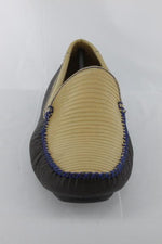 Patrick Gibbons Handmade Lizard Driving Shoes Beige / Blue Stitch