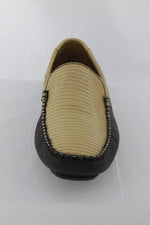 Patrick Gibbons Handmade Lizard Driving Shoes Beige / Brown Stitch