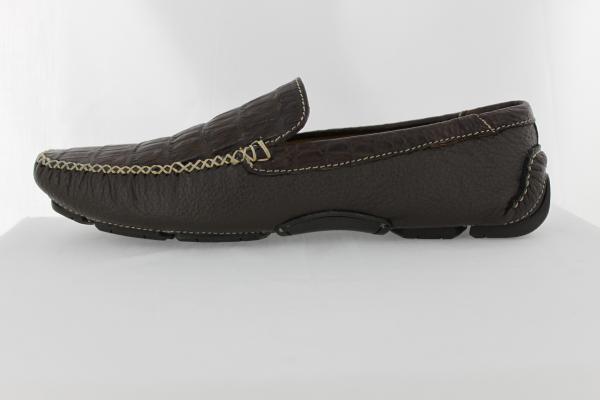 Patrick Gibbons Handmade Crocodile Driving Shoes Black / Beige Stitch