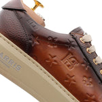Harris Firenze 1913 Hand-Painted Leather Monogram Sneakers Brown