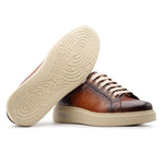 Harris Firenze 1913 Hand-Painted Leather Monogram Sneakers Brown