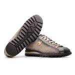 Harris Firenze 1913 Printed Leather & Suede Monogram Sneakers Dove