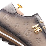 Harris Firenze 1913 Printed Leather & Suede Monogram Sneakers Dove