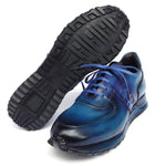 Paul Parkman Men's Patina Leather Sneakers Turquoise / Purple 
