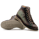 Harris Firenze 1913 Genuine Python & Leather Ankle Boots Green