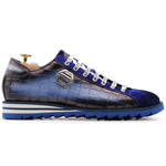 Harris Firenze 1913 Crocodile Embossed & Suede Sneakers Blue