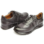 Paul Parkman Men's Patina Leather Sneakers Black / Grey