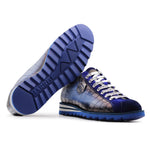 Harris Firenze 1913 Crocodile Embossed & Suede Sneakers Blue