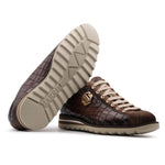 Harris Firenze 1913 Crocodile Embossed & Suede Sneakers Ebony