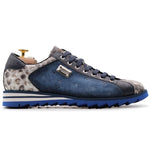 Harris Firenze 1913 Genuine Python & Suede Monogram Sneakers Blue