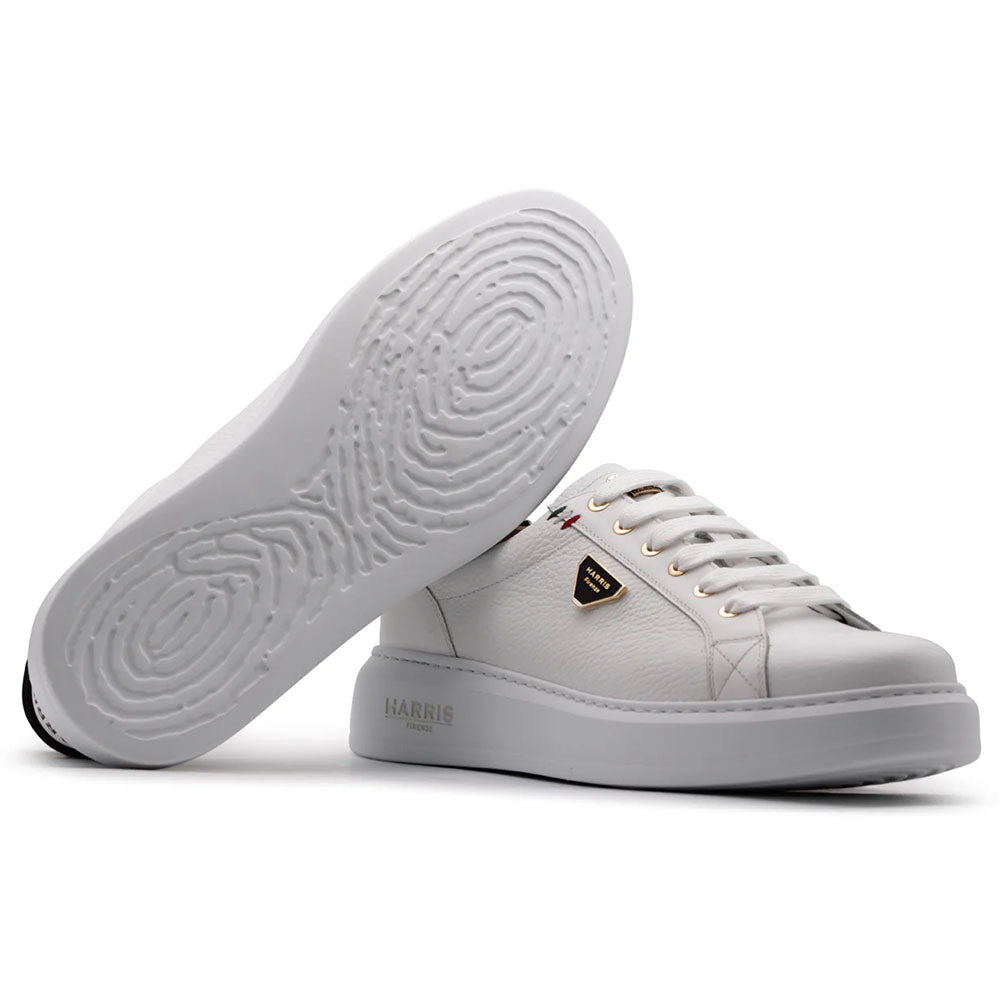 Harris Firenze 1913 Moose Embossed Leather Sneakers White