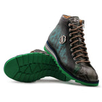 Harris Firenze 1913 Genuine Python & Leather Ankle Boots Turquoise