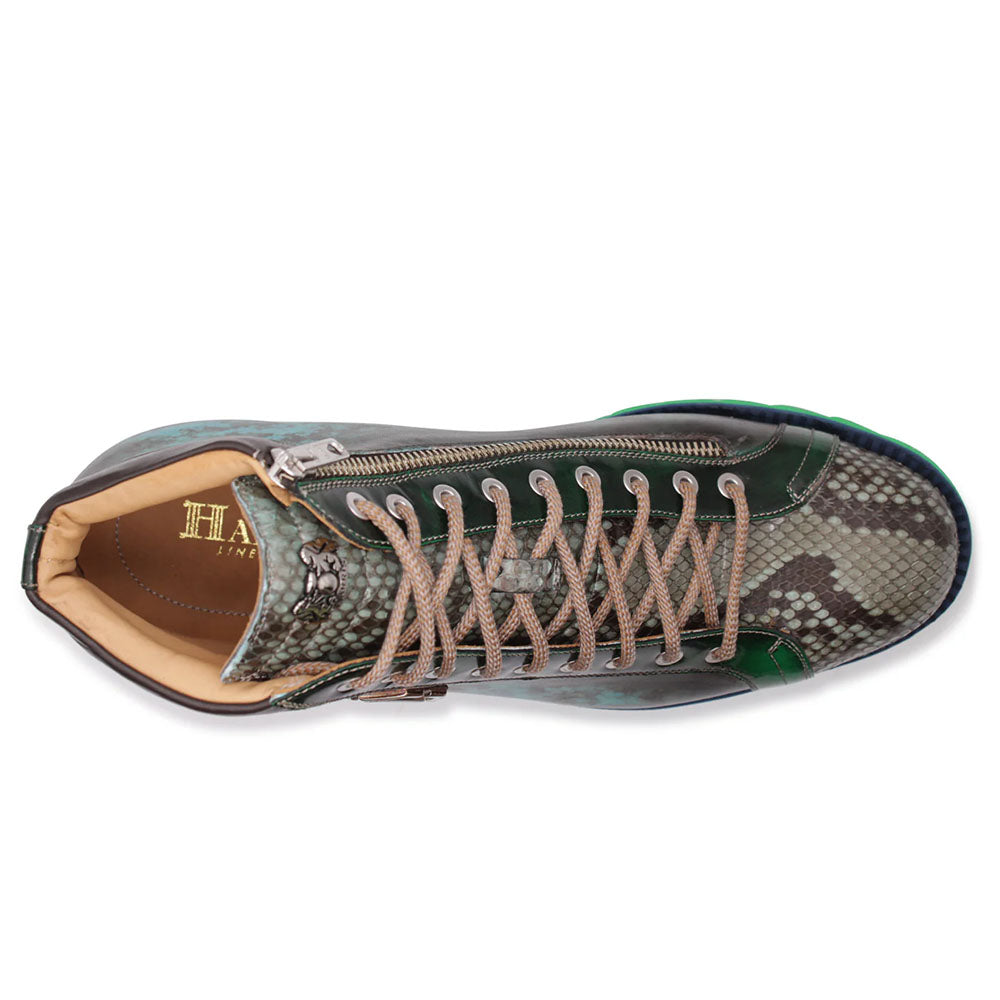 Harris Firenze 1913 Genuine Python & Leather Ankle Boots Turquoise