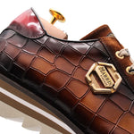Harris Firenze 1913 Crocodile Embossed & Suede Sneakers Brown