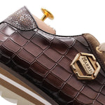 Harris Firenze 1913 Crocodile Embossed & Suede Sneakers Ebony
