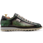 Harris Firenze 1913 Genuine Python & Leather Sneakers Green