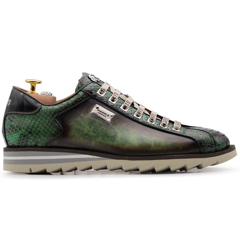Harris Firenze 1913 Genuine Python & Leather Sneakers Green