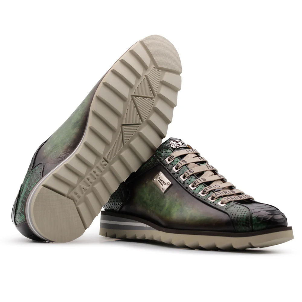 Harris Firenze 1913 Genuine Python & Leather Sneakers Green