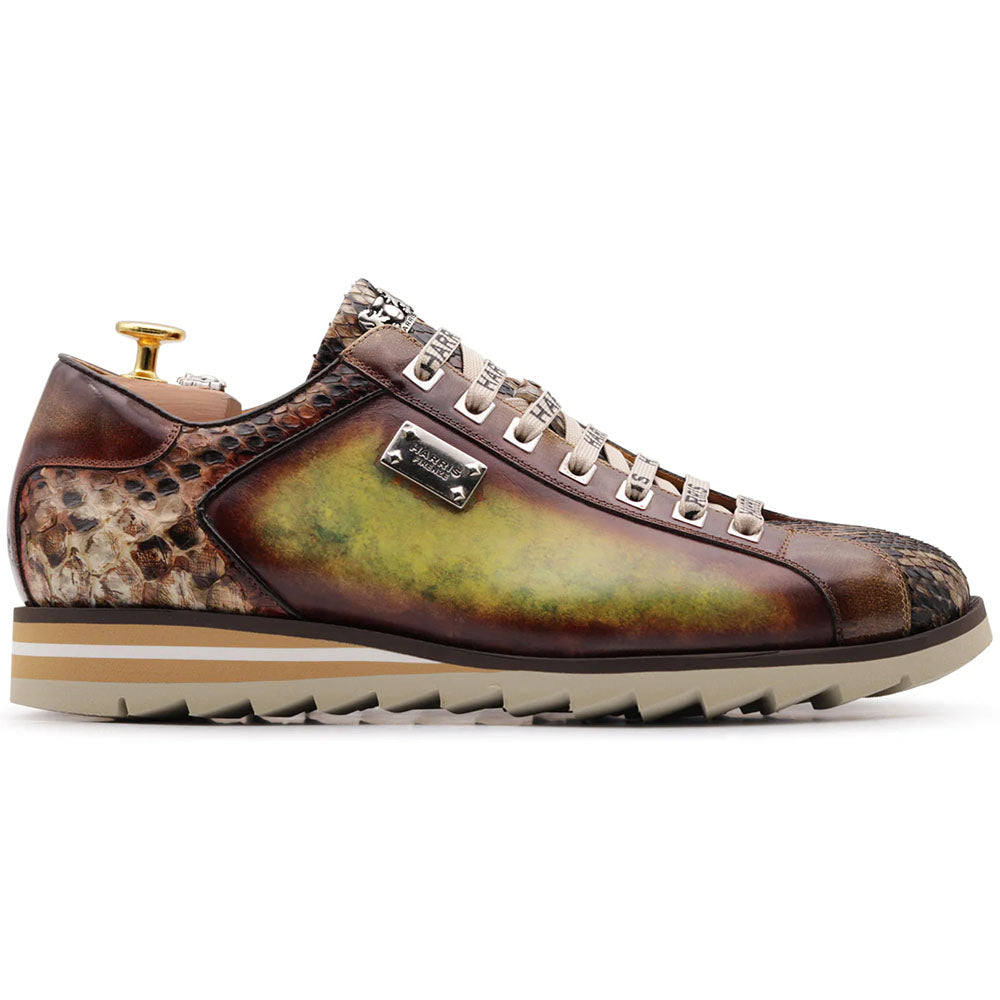 Harris Firenze 1913 Genuine Python & Leather Sneakers Green