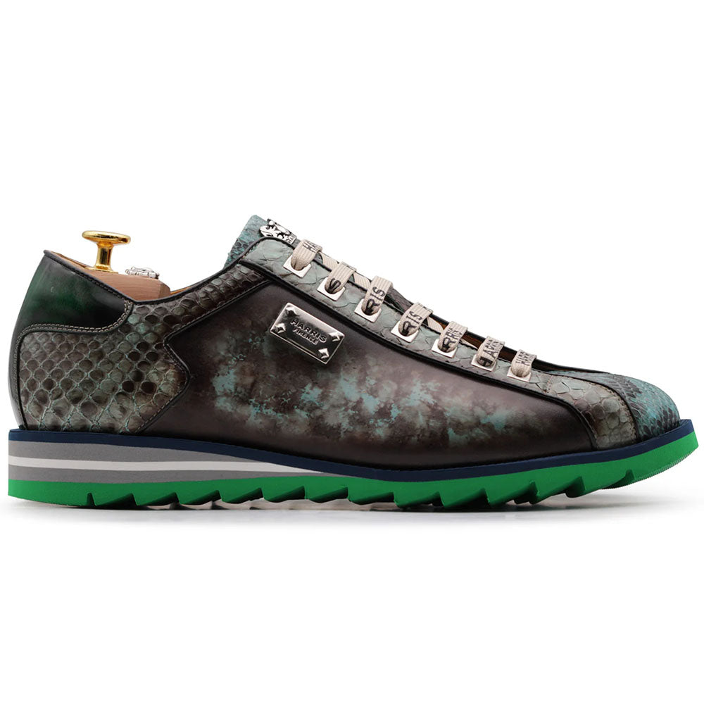 Harris Firenze 1913 Genuine Python & Leather Sneakers Turquoise