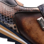 Harris Firenze 1913 Genuine Python & Leather Sneakers Brown