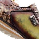 Harris Firenze 1913 Genuine Python & Leather Sneakers Green