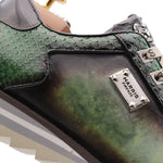 Harris Firenze 1913 Genuine Python & Leather Sneakers Green