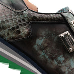 Harris Firenze 1913 Genuine Python & Leather Sneakers Turquoise