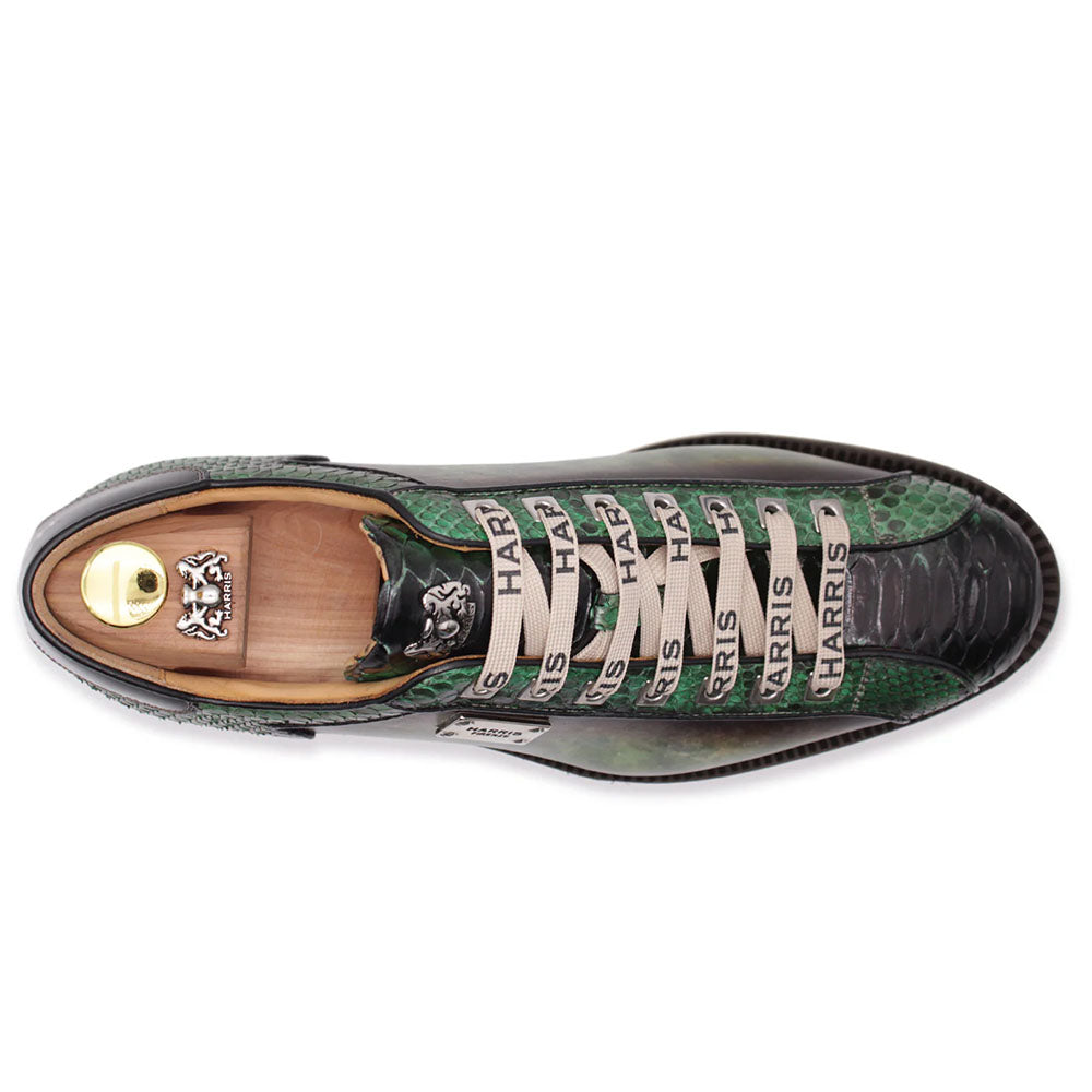 Harris Firenze 1913 Genuine Python & Leather Sneakers Green
