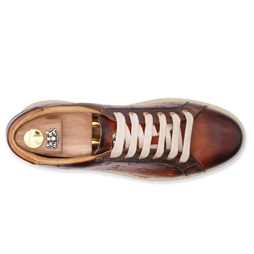Harris Firenze 1913 Hand-Painted Leather Monogram Sneakers Brown