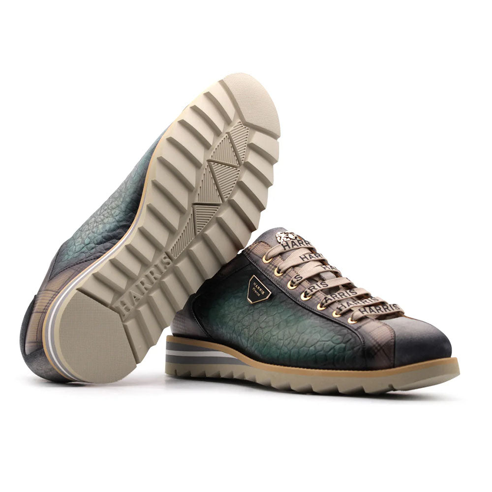 Harris Firenze 1913 Elephant Embossed & Tweed Sneakers Green