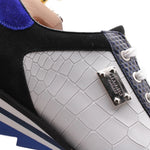 Harris Firenze 1913 Crocodile Embossed & Suede Sneakers White