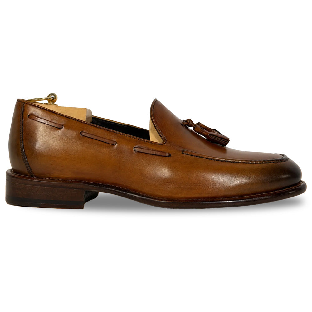 Calzoleria Toscana Bormio Calfskin Tassel Loafers Dark Caramel