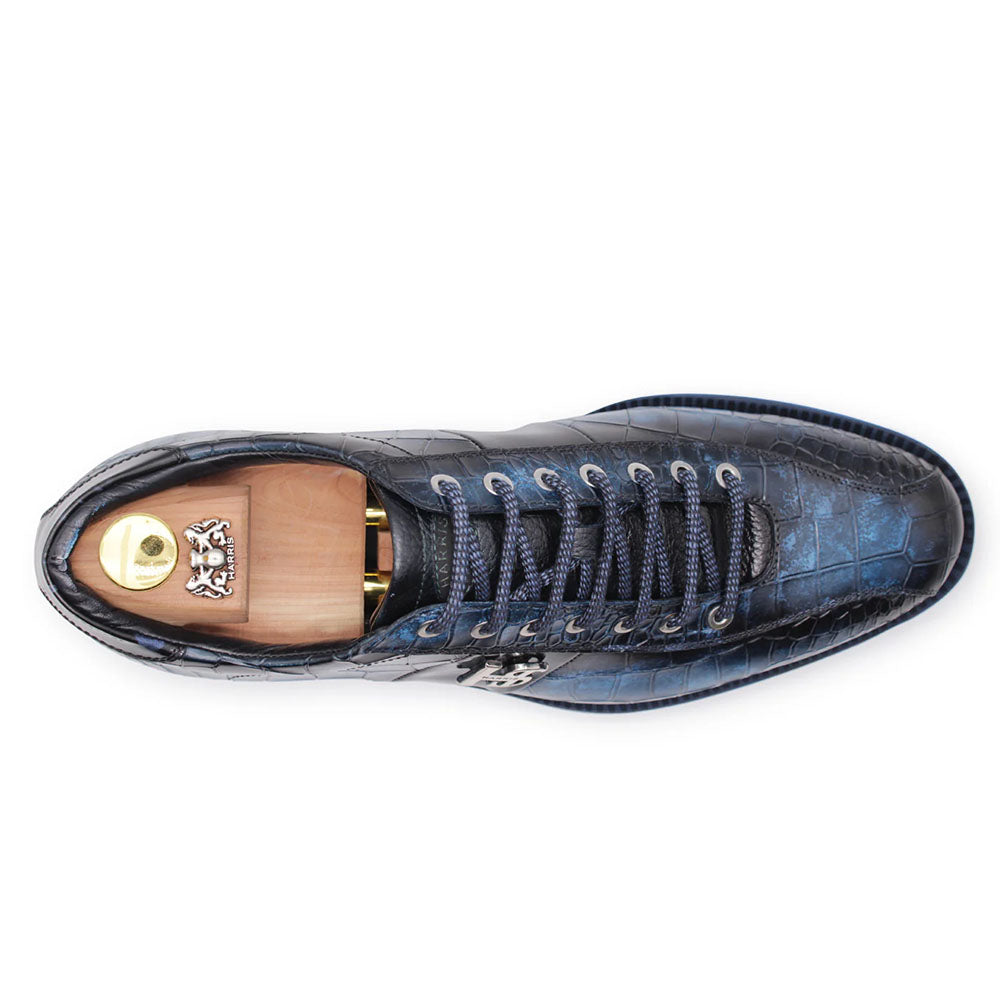 Harris Firenze 1913 Crocodile Embossed Sneakers Ocean