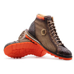 Harris Firenze 1913 Genuine Python & Crocodile Embossed Ankle Boot Brown