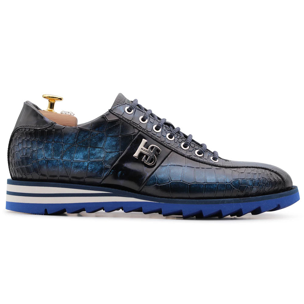 Harris Firenze 1913 Crocodile Embossed Sneakers Ocean