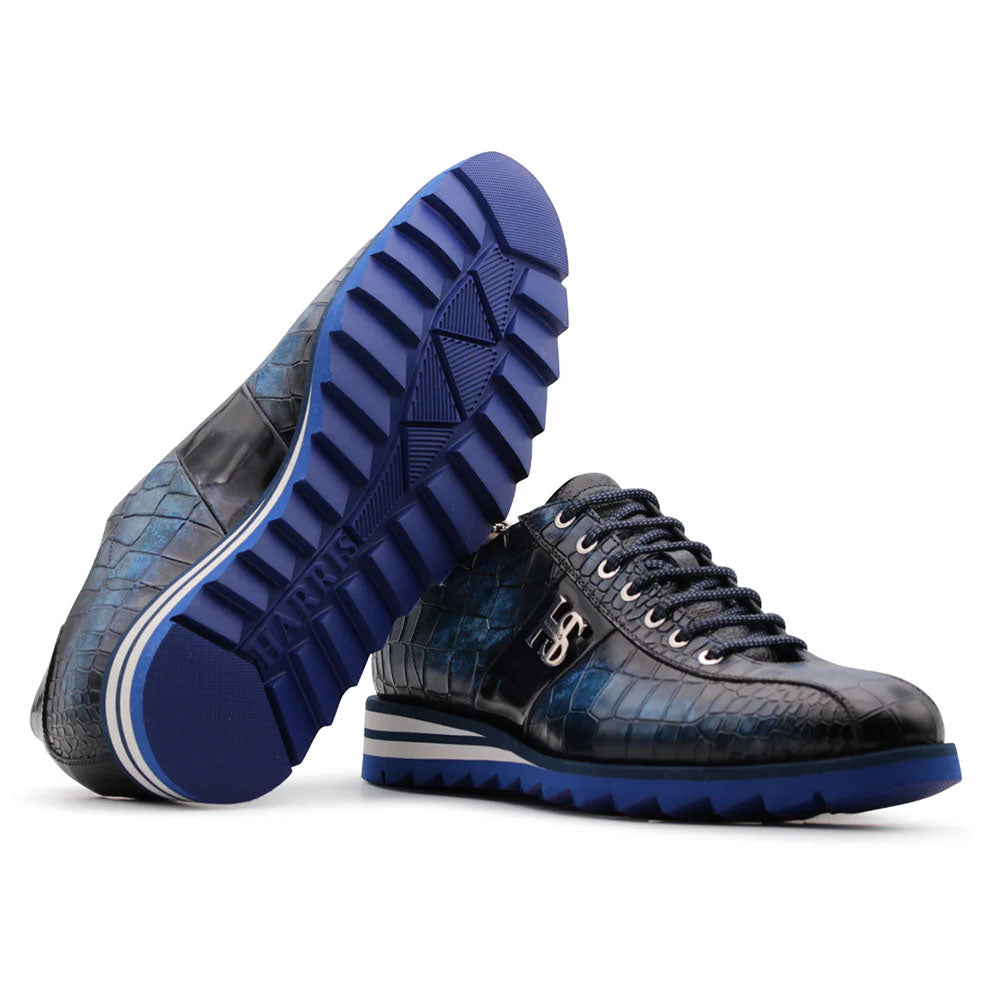 Harris Firenze 1913 Crocodile Embossed Sneakers Ocean