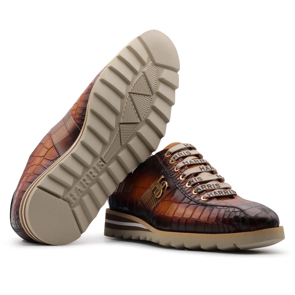 Harris Firenze 1913 Crocodile Embossed Sneakers Brown