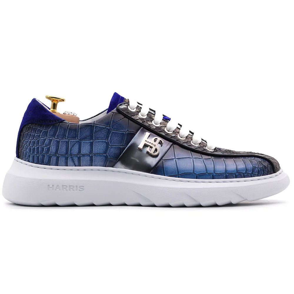 Harris Firenze 1913 Embossed Crocodile & Python Sneakers Blue