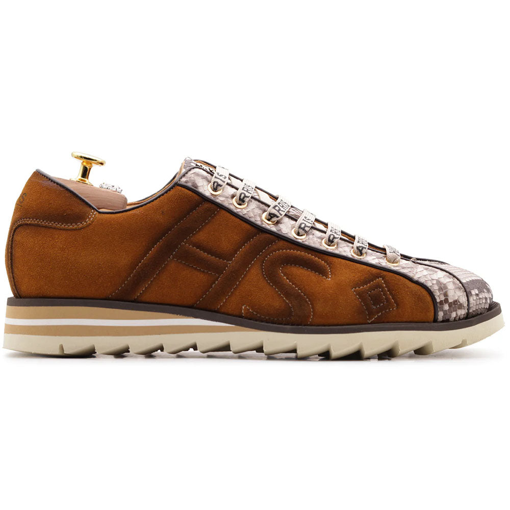 Harris Firenze 1913 Python & Suede Sneakers Brown