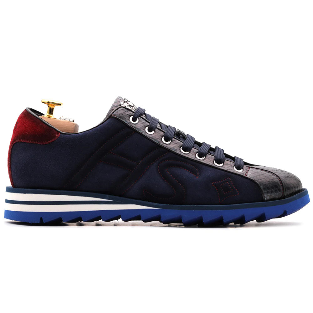 Harris Firenze 1913 Python & Suede Sneakers Blue
