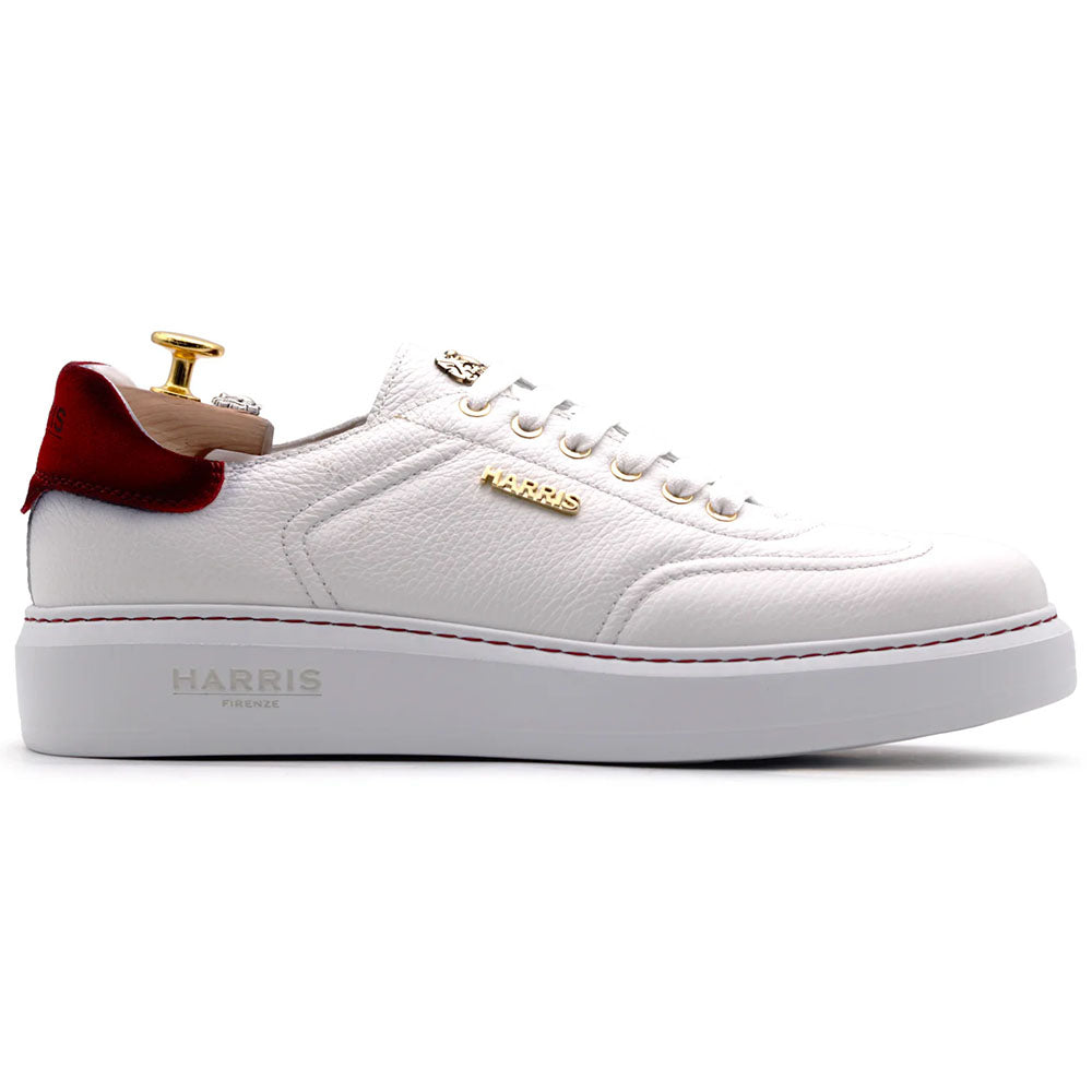 Harris Firenze 1913 Soft Leather Comfort Sneaker White / Red