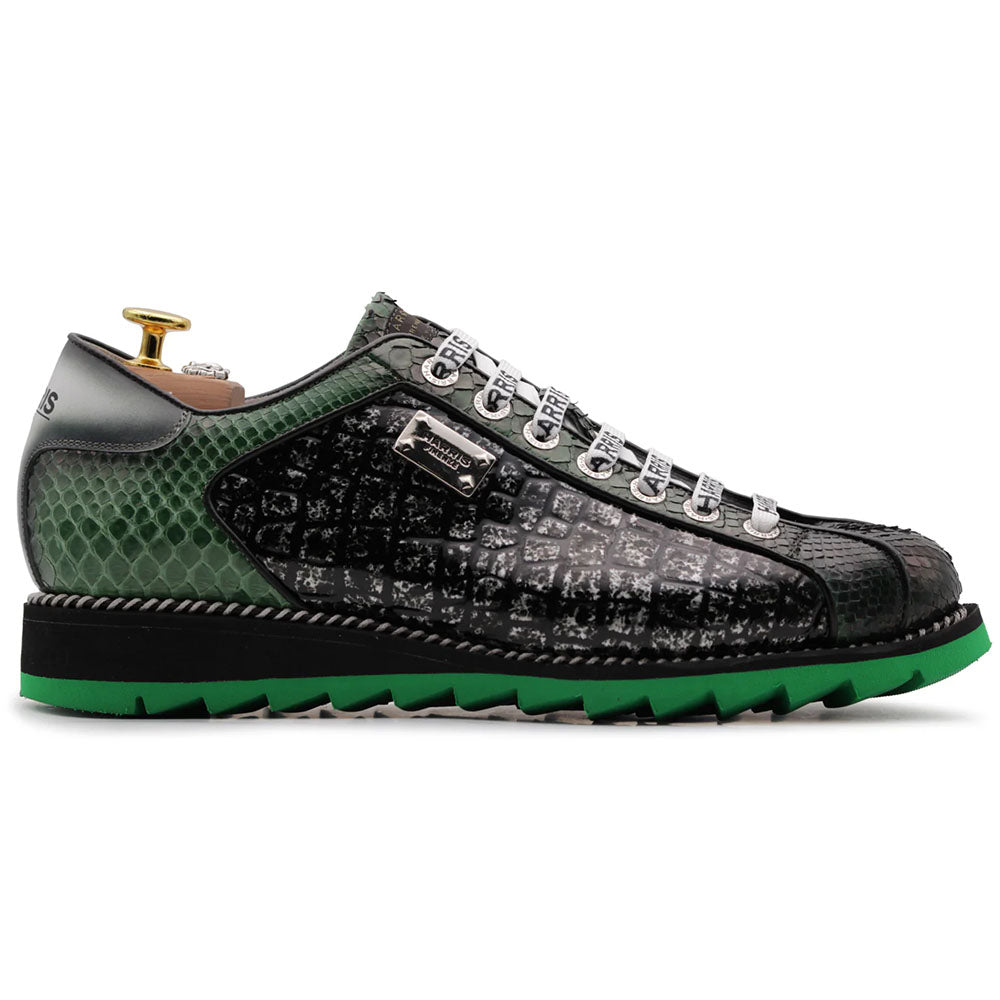 Harris Firenze 1913 Python & Embossed Crocodile Sneakers Black