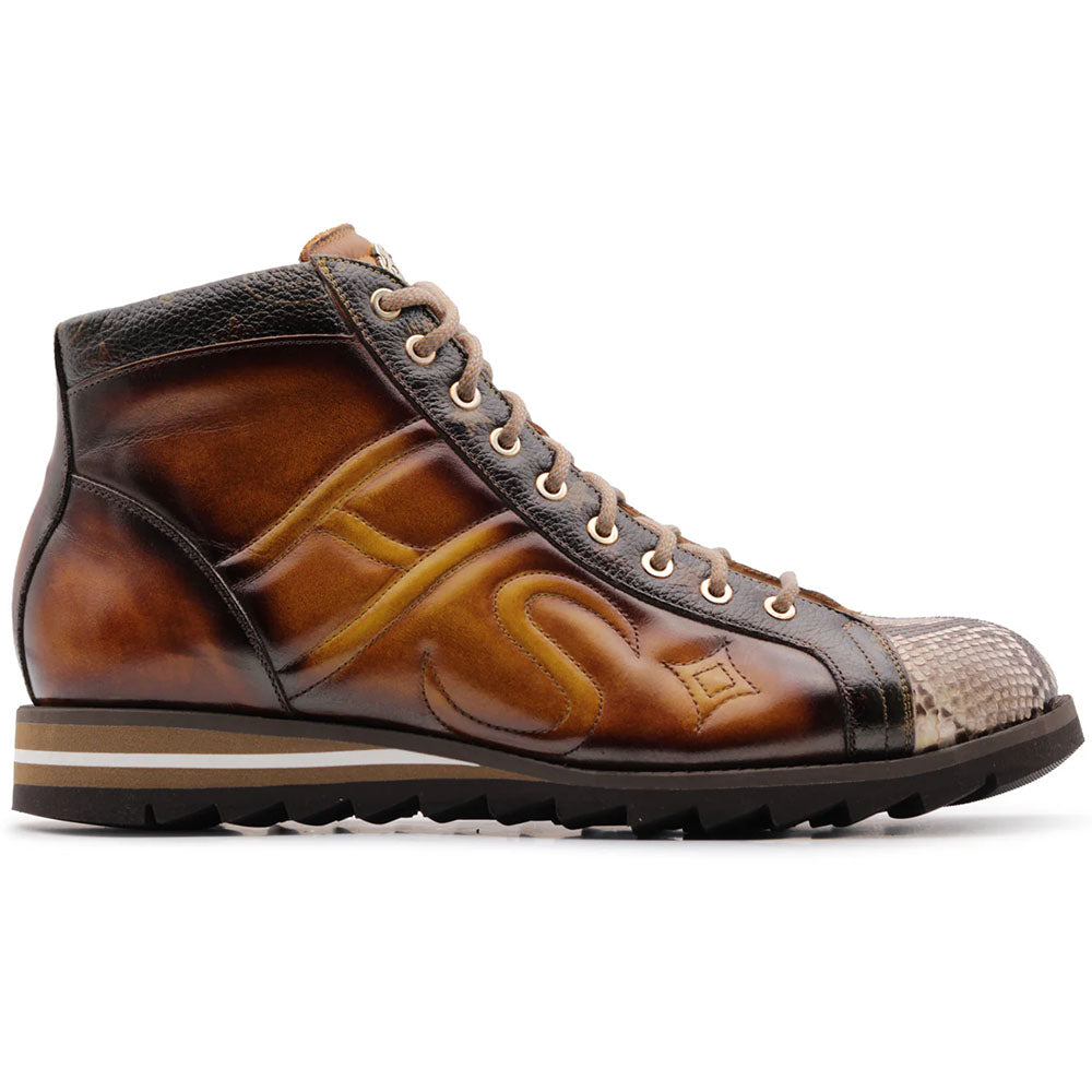 Harris Firenze 1913 Hand-Painted Leather Ankle Boot Brown