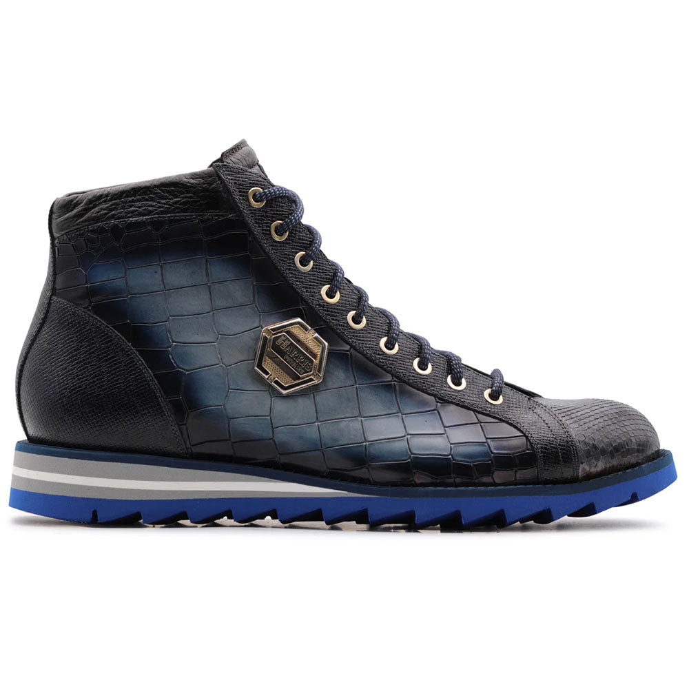 Harris Firenze 1913 Polacchini Crocodile Effect & Python Ankle Boot Ocean