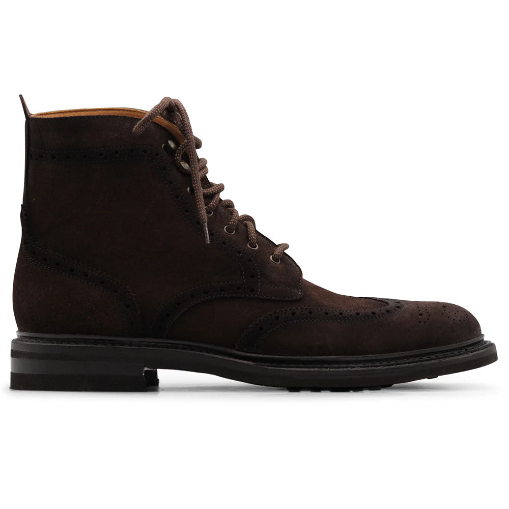 Harris Firenze 1913 Smooth Suede Brogue Lace Up Boot Dark Brown