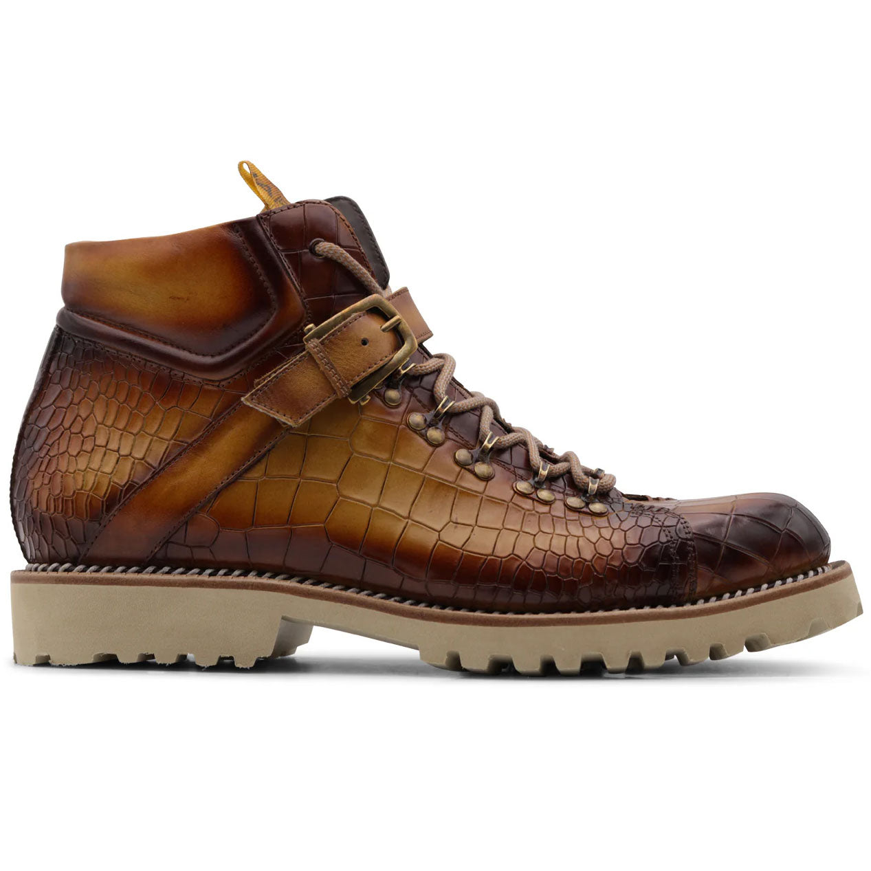 Harris Firenze 1913 Crocodile Effect Leather Ankle Boot Brown
